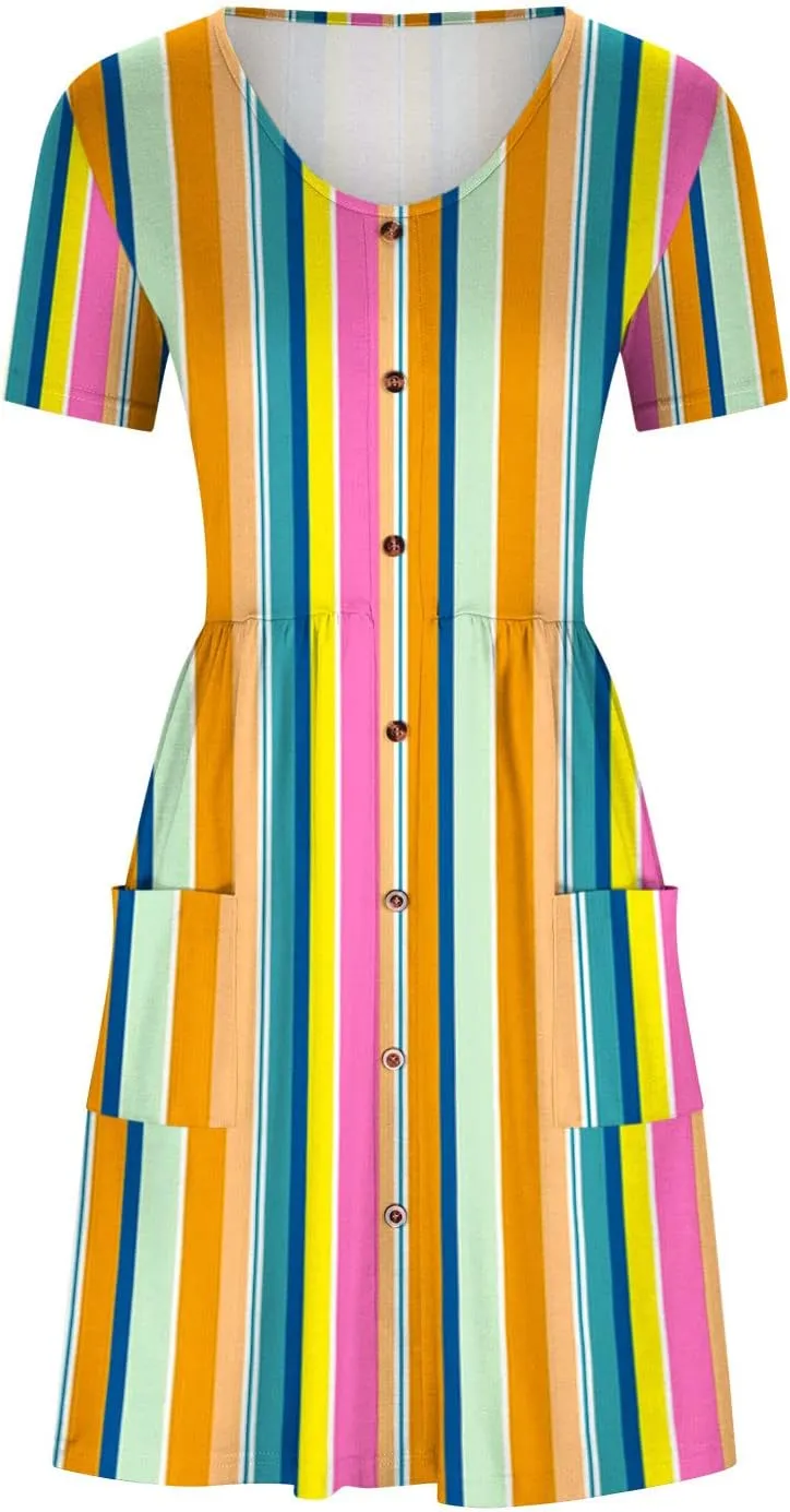 Summer Dresses for Women 2025 Vacation Button Down Mini Dresses Beach Casual Loose Trendy Floral Hawaiian Dress