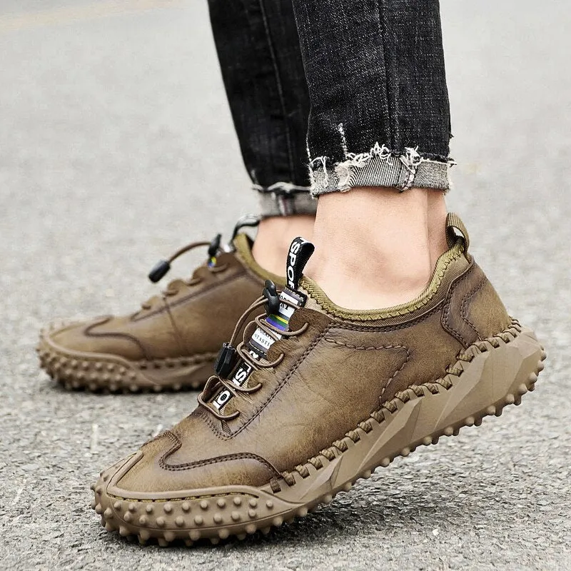 Summer Men's Shoes Leather Sneakers Men's Mesh Breathable Sneakers Original Men's Moccasins Loafers Sneakers Brand Boat Shoes