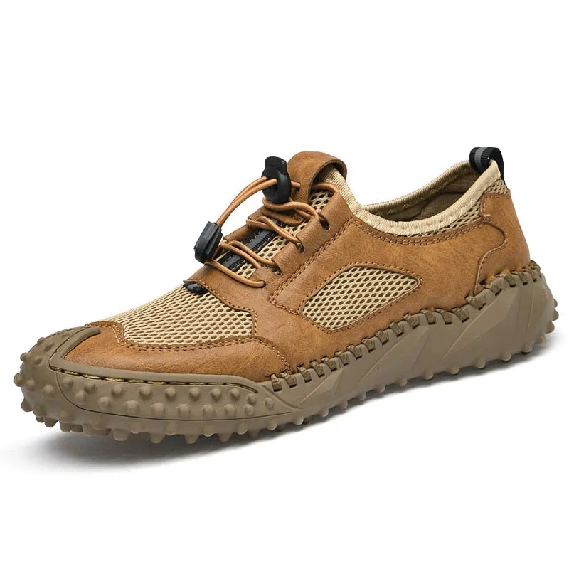 Summer Men's Shoes Leather Sneakers Men's Mesh Breathable Sneakers Original Men's Moccasins Loafers Sneakers Brand Boat Shoes