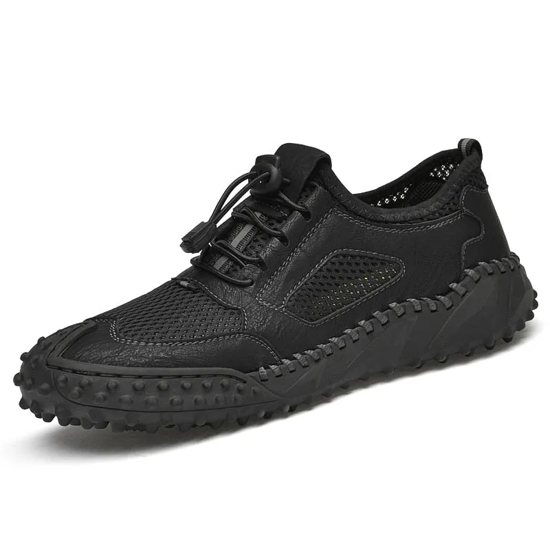 Summer Men's Shoes Leather Sneakers Men's Mesh Breathable Sneakers Original Men's Moccasins Loafers Sneakers Brand Boat Shoes