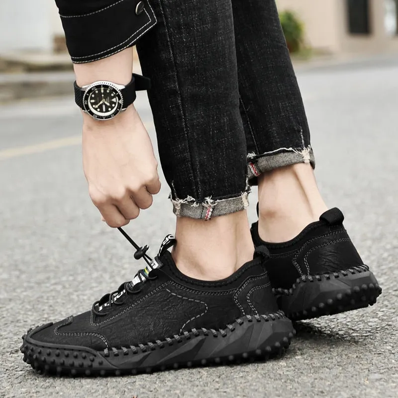Summer Men's Shoes Leather Sneakers Men's Mesh Breathable Sneakers Original Men's Moccasins Loafers Sneakers Brand Boat Shoes