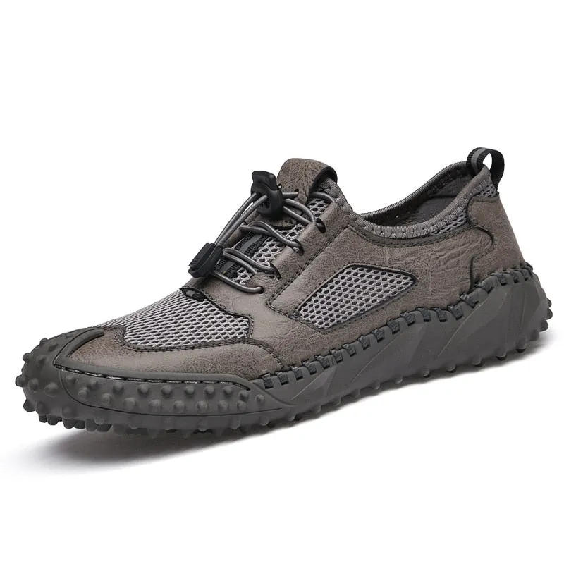 Summer Men's Shoes Leather Sneakers Men's Mesh Breathable Sneakers Original Men's Moccasins Loafers Sneakers Brand Boat Shoes