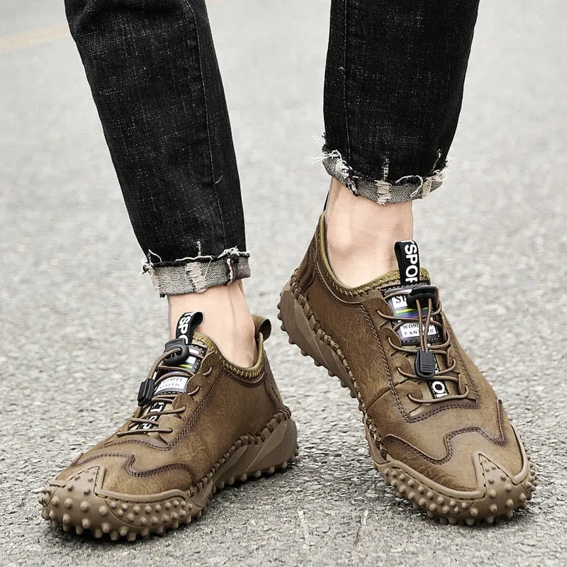 Summer Men's Shoes Leather Sneakers Men's Mesh Breathable Sneakers Original Men's Moccasins Loafers Sneakers Brand Boat Shoes