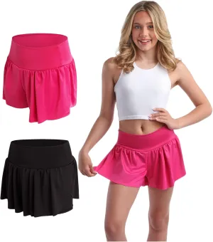 Sweet Hearts Girls Active Skort - 2 Pack Flowy Butterfly Shorts with Spandex Lining - Athletic Skirt for Girls, Made in USA