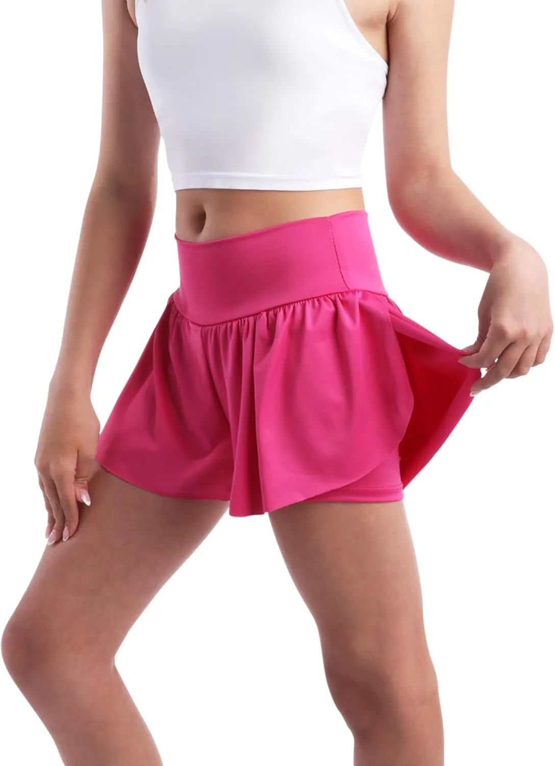 Sweet Hearts Girls Active Skort - 2 Pack Flowy Butterfly Shorts with Spandex Lining - Athletic Skirt for Girls, Made in USA