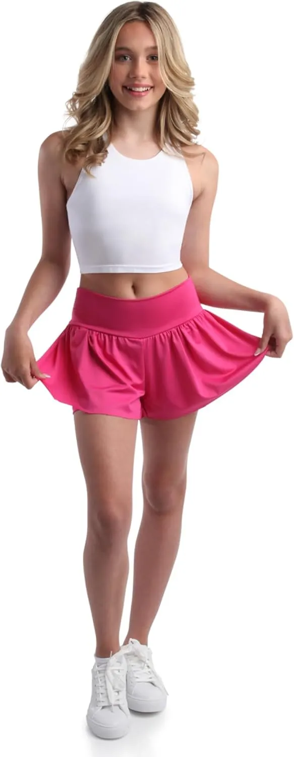 Sweet Hearts Girls Active Skort - 2 Pack Flowy Butterfly Shorts with Spandex Lining - Athletic Skirt for Girls, Made in USA