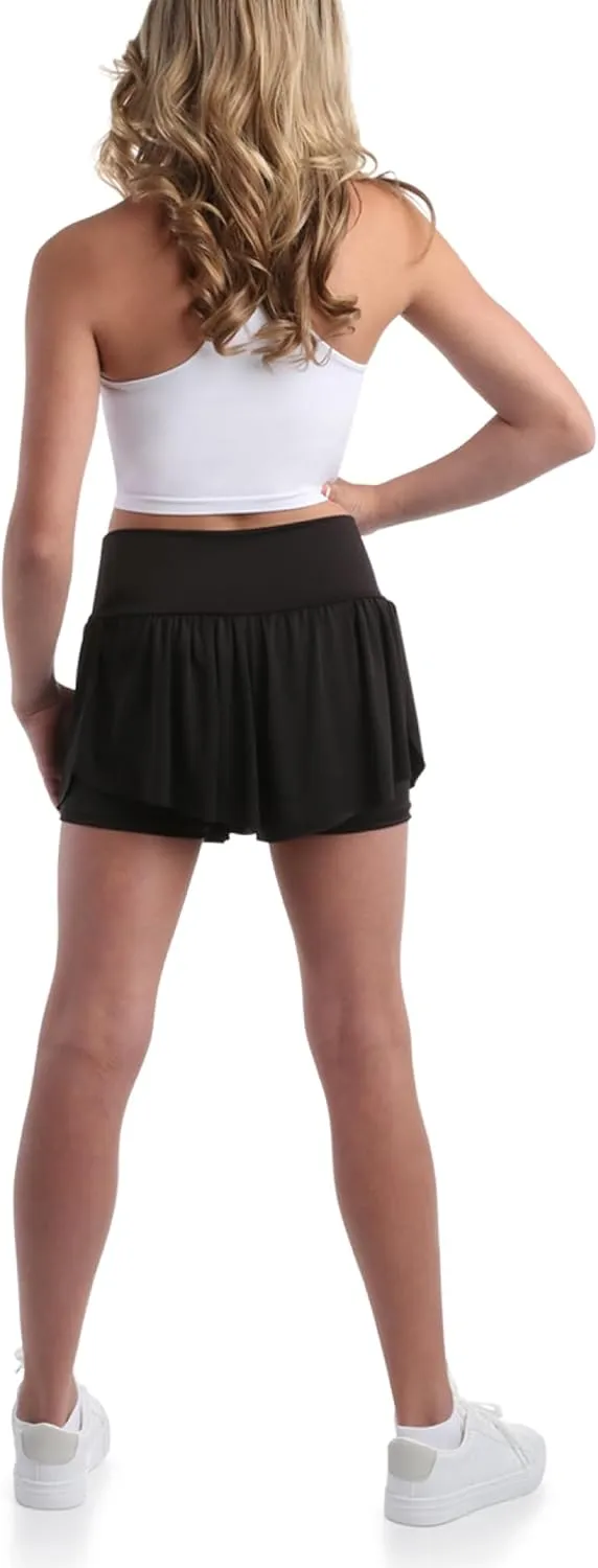 Sweet Hearts Girls Active Skort - 2 Pack Flowy Butterfly Shorts with Spandex Lining - Athletic Skirt for Girls, Made in USA