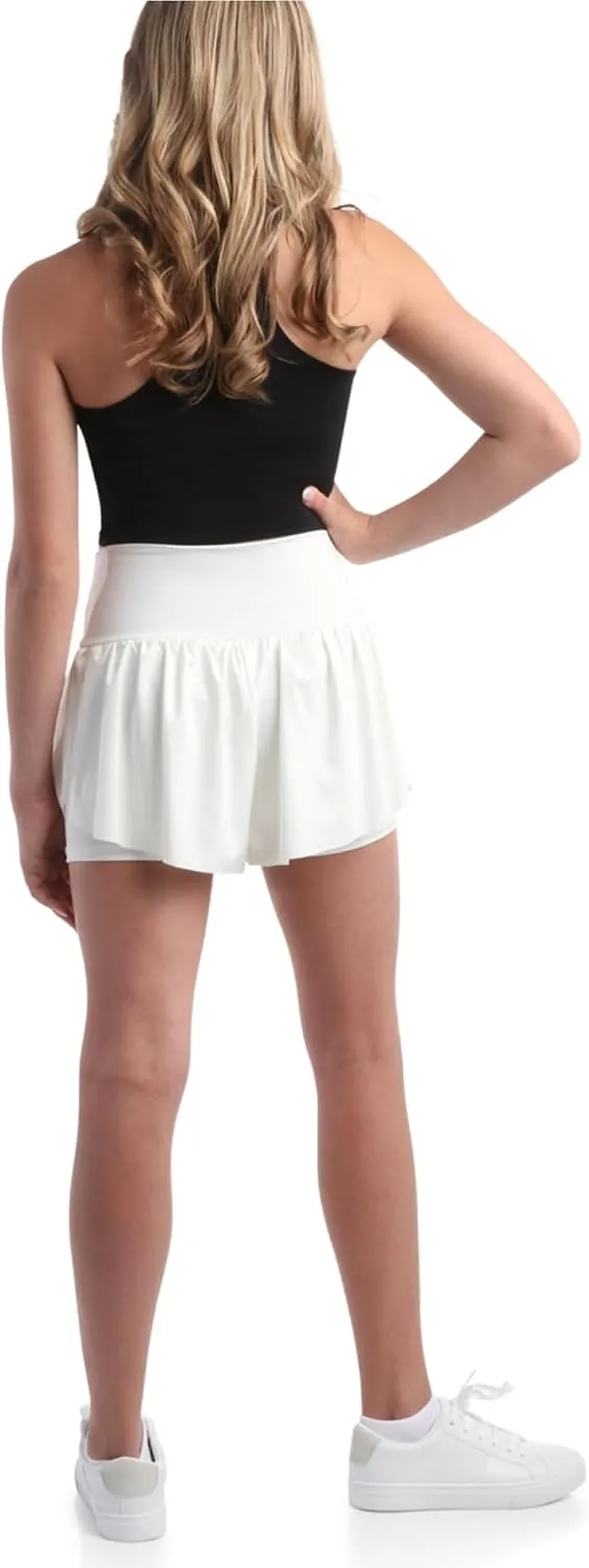 Sweet Hearts Girls Active Skort - 2 Pack Flowy Butterfly Shorts with Spandex Lining - Athletic Skirt for Girls, Made in USA