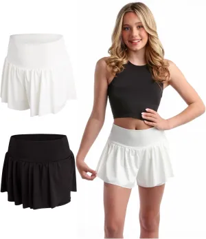 Sweet Hearts Girls Active Skort - 2 Pack Flowy Butterfly Shorts with Spandex Lining - Athletic Skirt for Girls, Made in USA