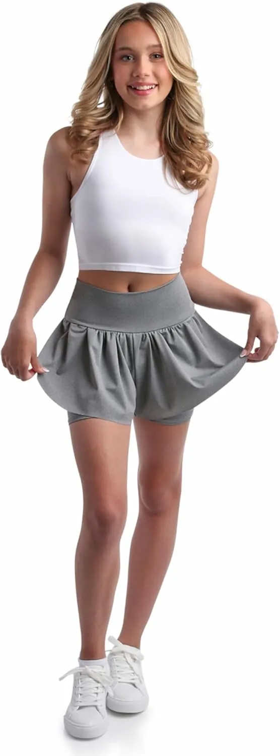 Sweet Hearts Girls Active Skort - 2 Pack Flowy Butterfly Shorts with Spandex Lining - Athletic Skirt for Girls, Made in USA