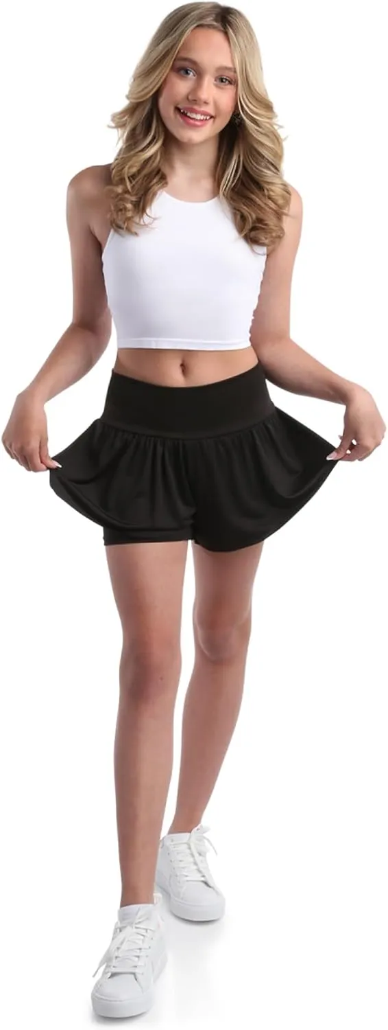 Sweet Hearts Girls Active Skort - 2 Pack Flowy Butterfly Shorts with Spandex Lining - Athletic Skirt for Girls, Made in USA