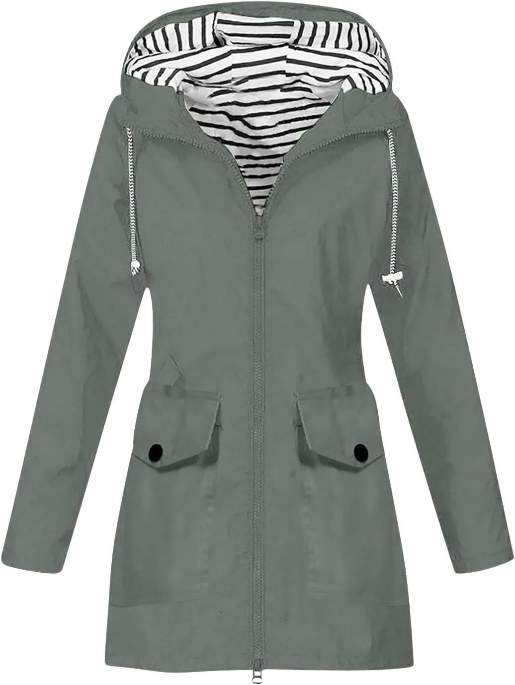 TANGNADE Raincoat for Women Waterproof with Hood Packable Long Hooded Trench Coats Windbreaker Travel Jacket
