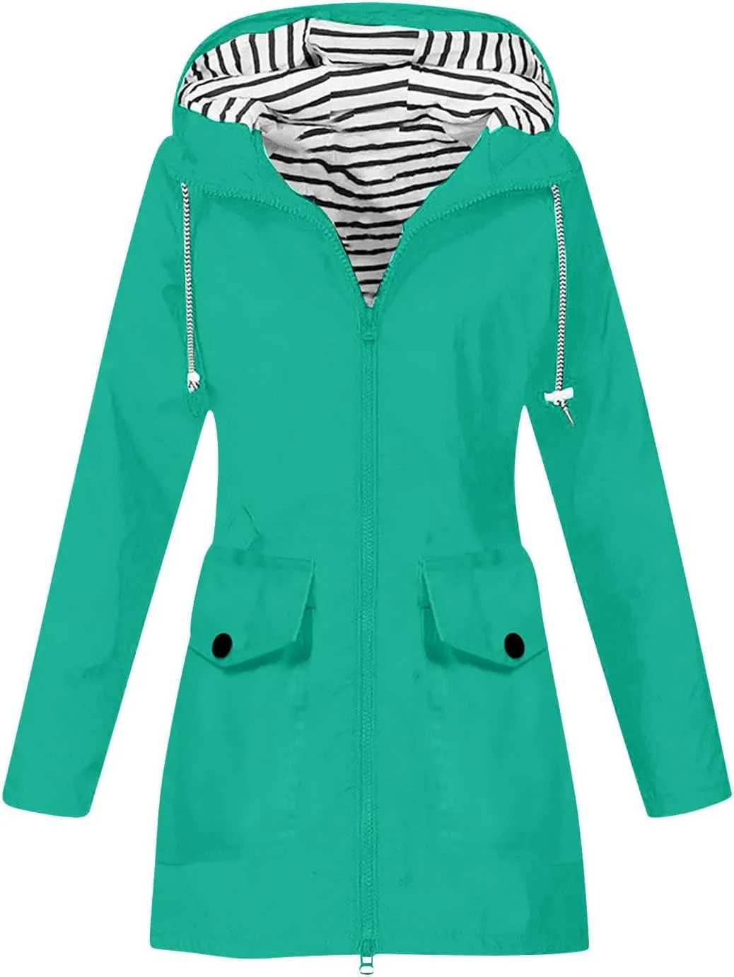 TANGNADE Raincoat for Women Waterproof with Hood Packable Long Hooded Trench Coats Windbreaker Travel Jacket