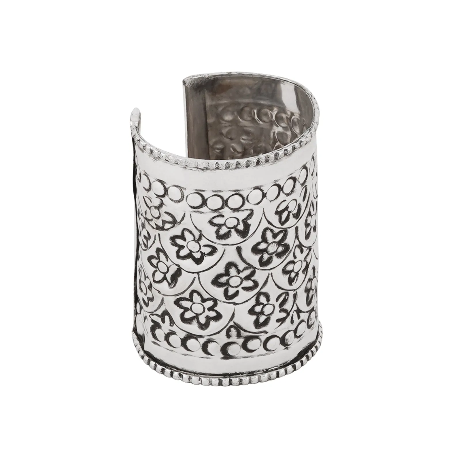 Teejh Jassi Silver Oxidised Cuff Bracelet