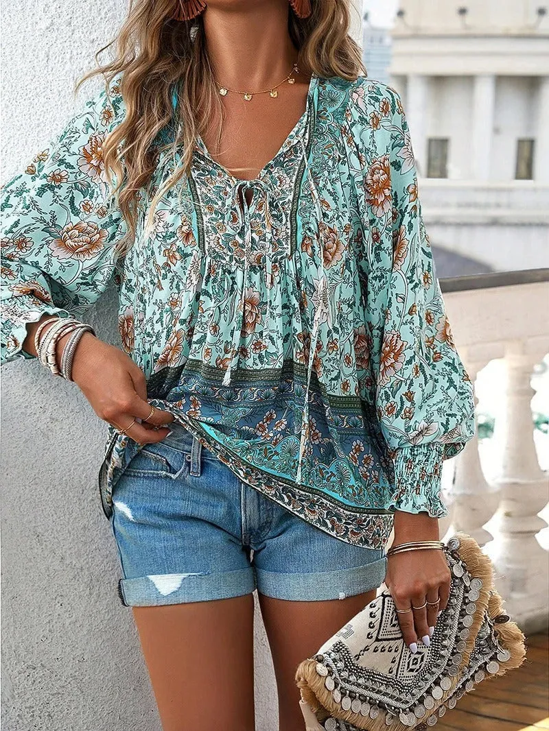 Thalia | Bohemian Floral Blouse
