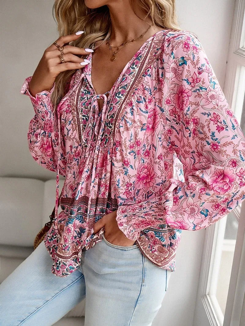 Thalia | Bohemian Floral Blouse