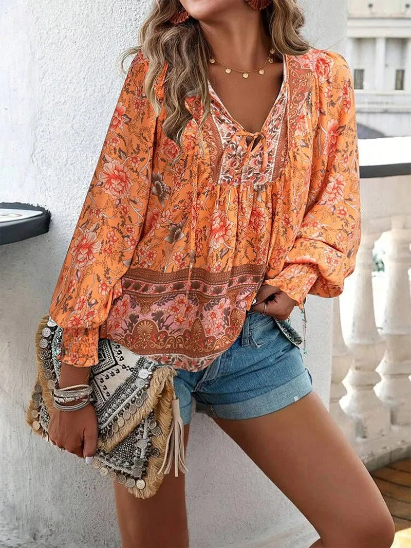 Thalia | Bohemian Floral Blouse