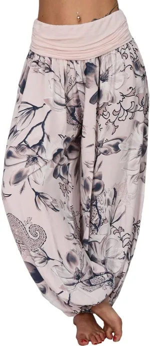 TIAFORD Women's Casual Floral Print Belted High Waist Wide Leg Pants Loose Beach Flowy Comfy Trousers
