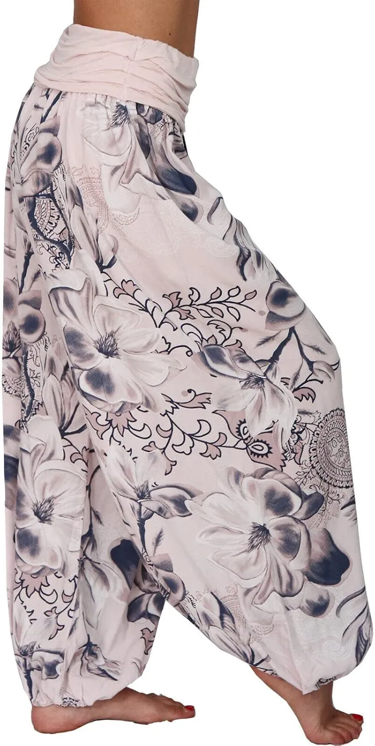 TIAFORD Women's Casual Floral Print Belted High Waist Wide Leg Pants Loose Beach Flowy Comfy Trousers