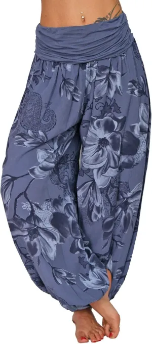 TIAFORD Women's Casual Floral Print Belted High Waist Wide Leg Pants Loose Beach Flowy Comfy Trousers