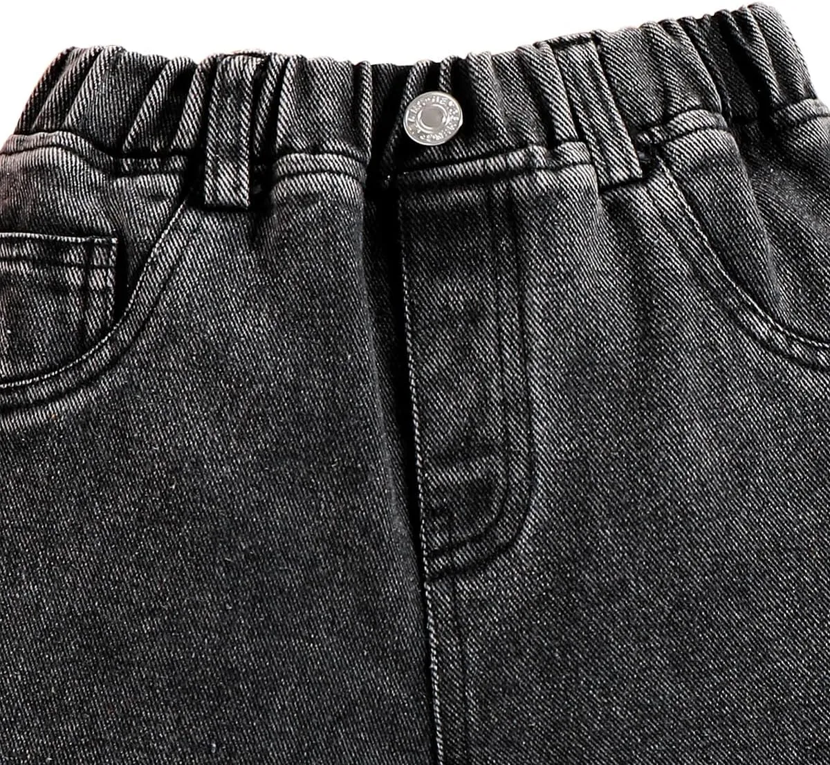 Toddler Girl Jeans, Elastic Band Wide-Leg Cargo Jeans with Utility Pockets - Girls Denim Pants (3-7T)