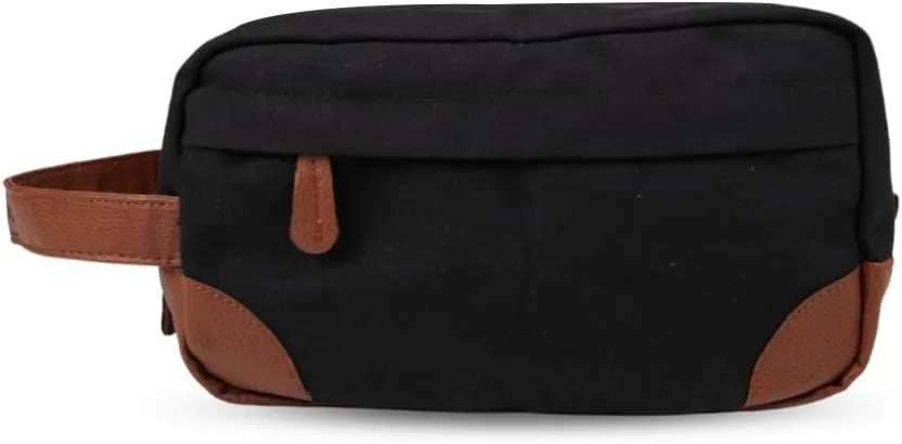 Toiletry Bag with Hanging Dopp Kit for Men, Water Resistant, Large Capacity Canvas Shaving Bag Perfect for Travel Toiletries Accessories - 10 Inch - Black