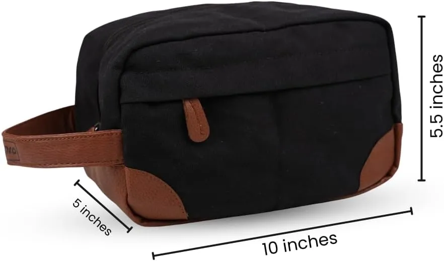 Toiletry Bag with Hanging Dopp Kit for Men, Water Resistant, Large Capacity Canvas Shaving Bag Perfect for Travel Toiletries Accessories - 10 Inch - Black