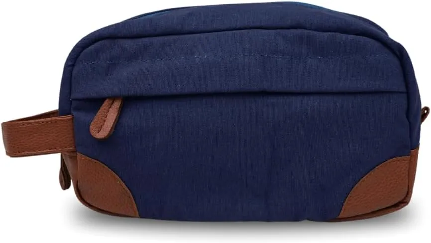 Toiletry Bag with Hanging Dopp Kit for Men, Water Resistant, Large Capacity Canvas Shaving Bag Perfect for Travel Toiletries Accessories - 10 Inch - Navy