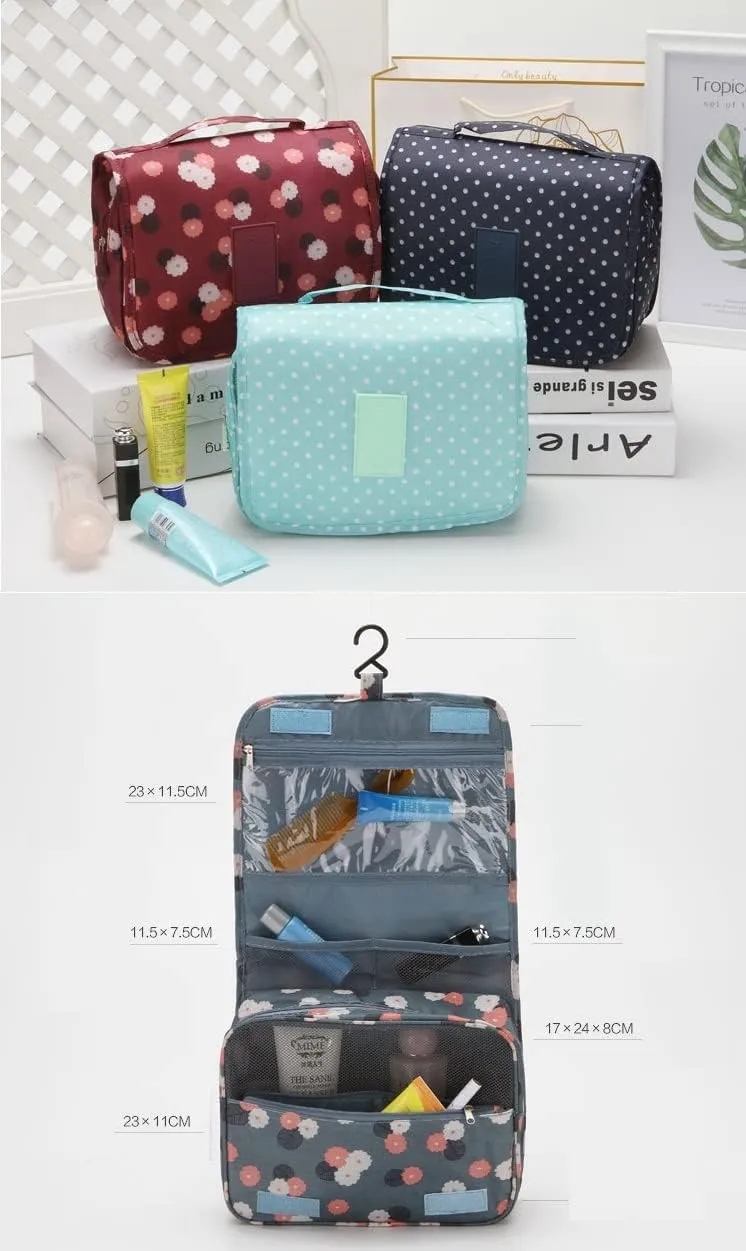 Travel Toiletry Bag With Hanging Hook, Portable Makeup Bag Organizer For Women, Water-Resistant Travel Cosmetic Bag Essentials Accessories (Hearty White)