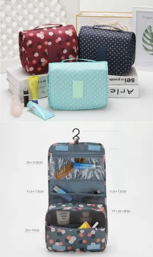 Travel Toiletry Bag With Hanging Hook, Portable Makeup Bag Organizer For Women, Water-Resistant Travel Cosmetic Bag Essentials Accessories (Patchy White)