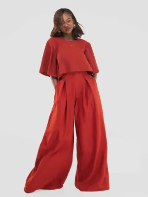 Tulips Palazo Pants - Rust