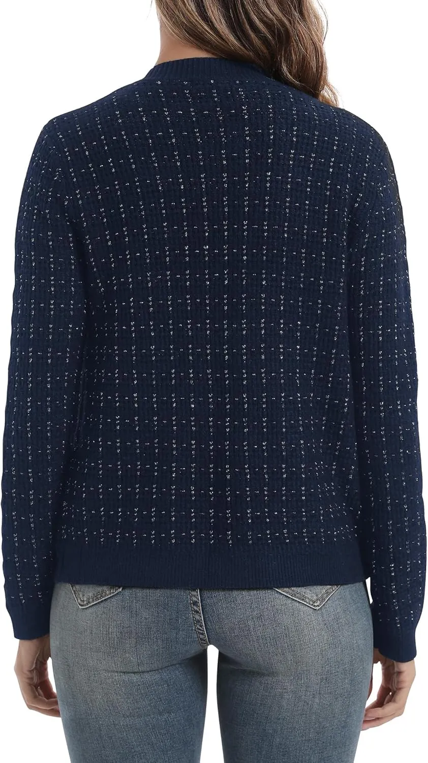 Urban CoCo Women's Open Front Button Down Knit Cropped Cardigan Casual Long Sleeve Sweater Jacket