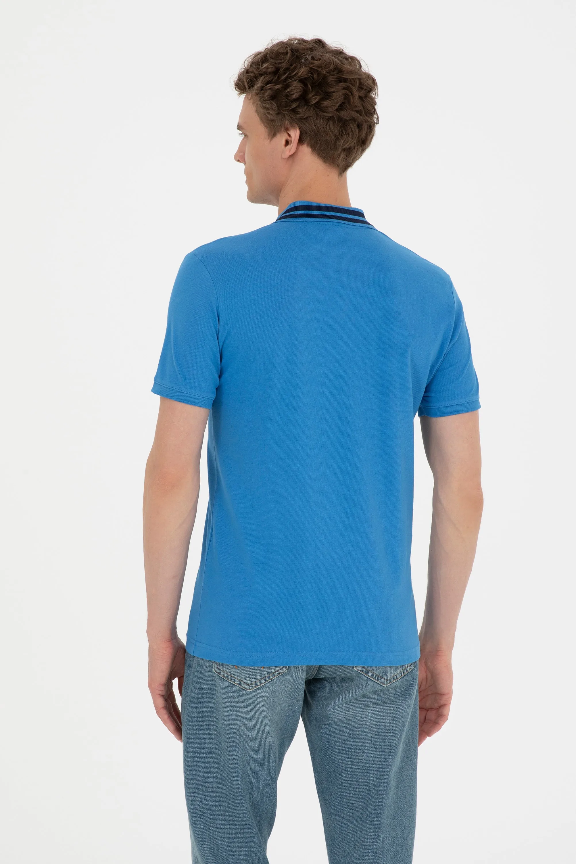 USPA Polo Shirt  Men Sax VR045 USPOM220 Big Pony Logo Number 3 US Polo Assn.