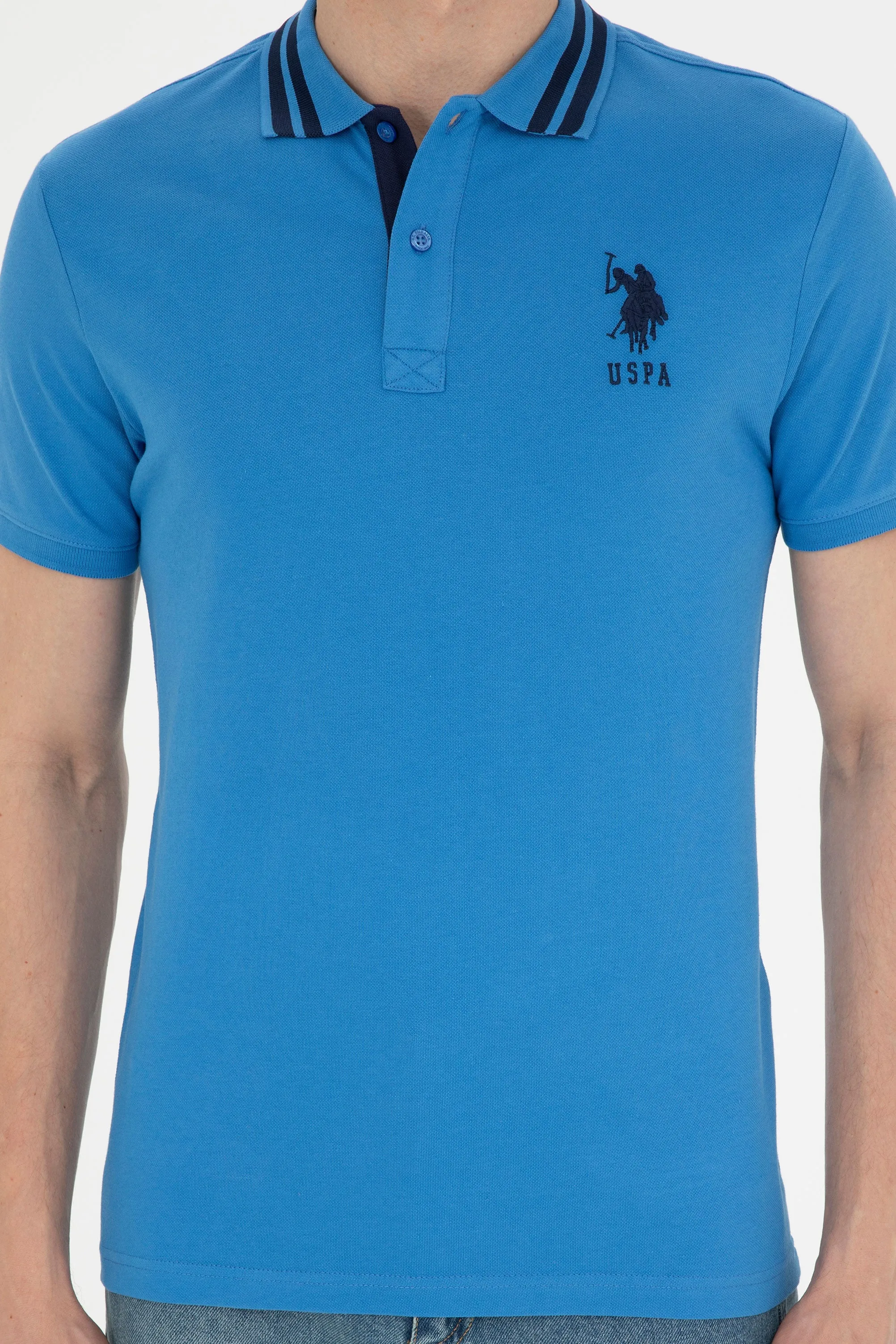 USPA Polo Shirt  Men Sax VR045 USPOM220 Big Pony Logo Number 3 US Polo Assn.