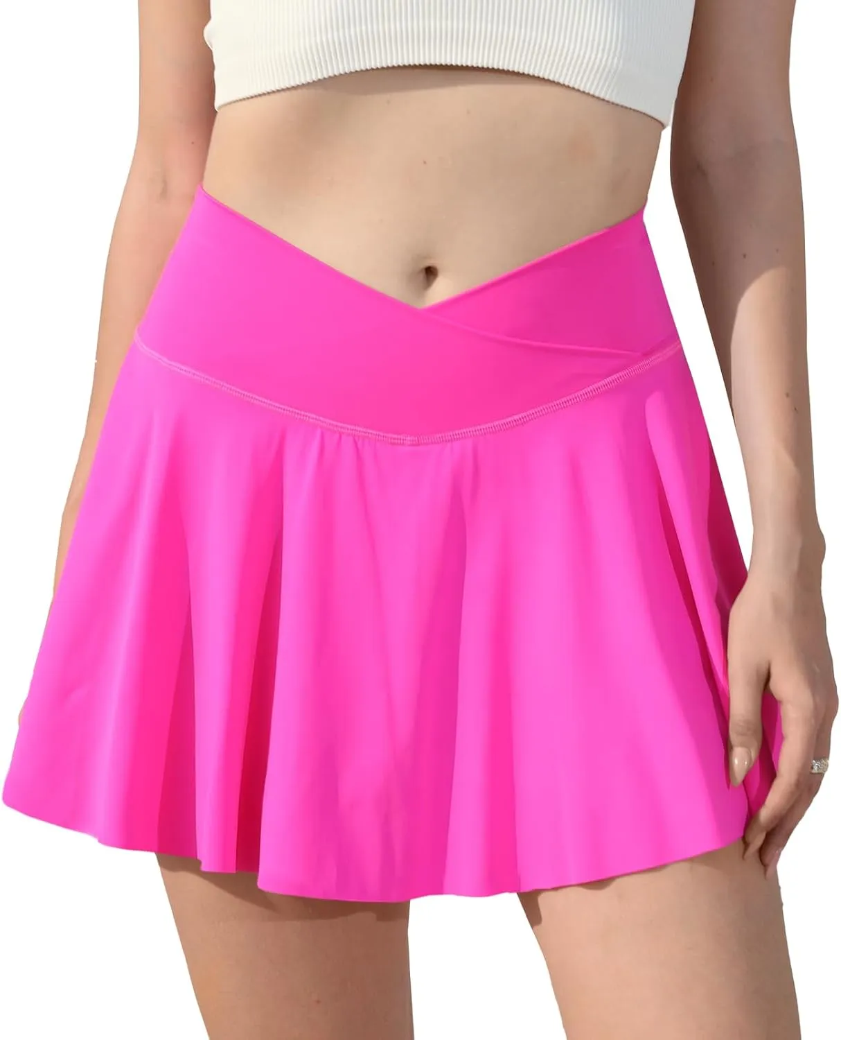 Vertvie Women Tennis Skirt Flowy Pleated Skorts Golf Athletic Skirts with Shorts Pockets High Waisted Running Workout Skorts
