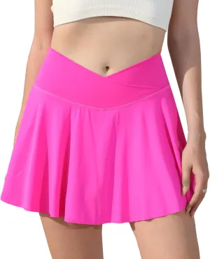 Vertvie Women Tennis Skirt Flowy Pleated Skorts Golf Athletic Skirts with Shorts Pockets High Waisted Running Workout Skorts