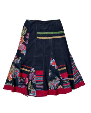 Vintage Femmes Je Vous Aime Bohemian Midi Skirt Medium