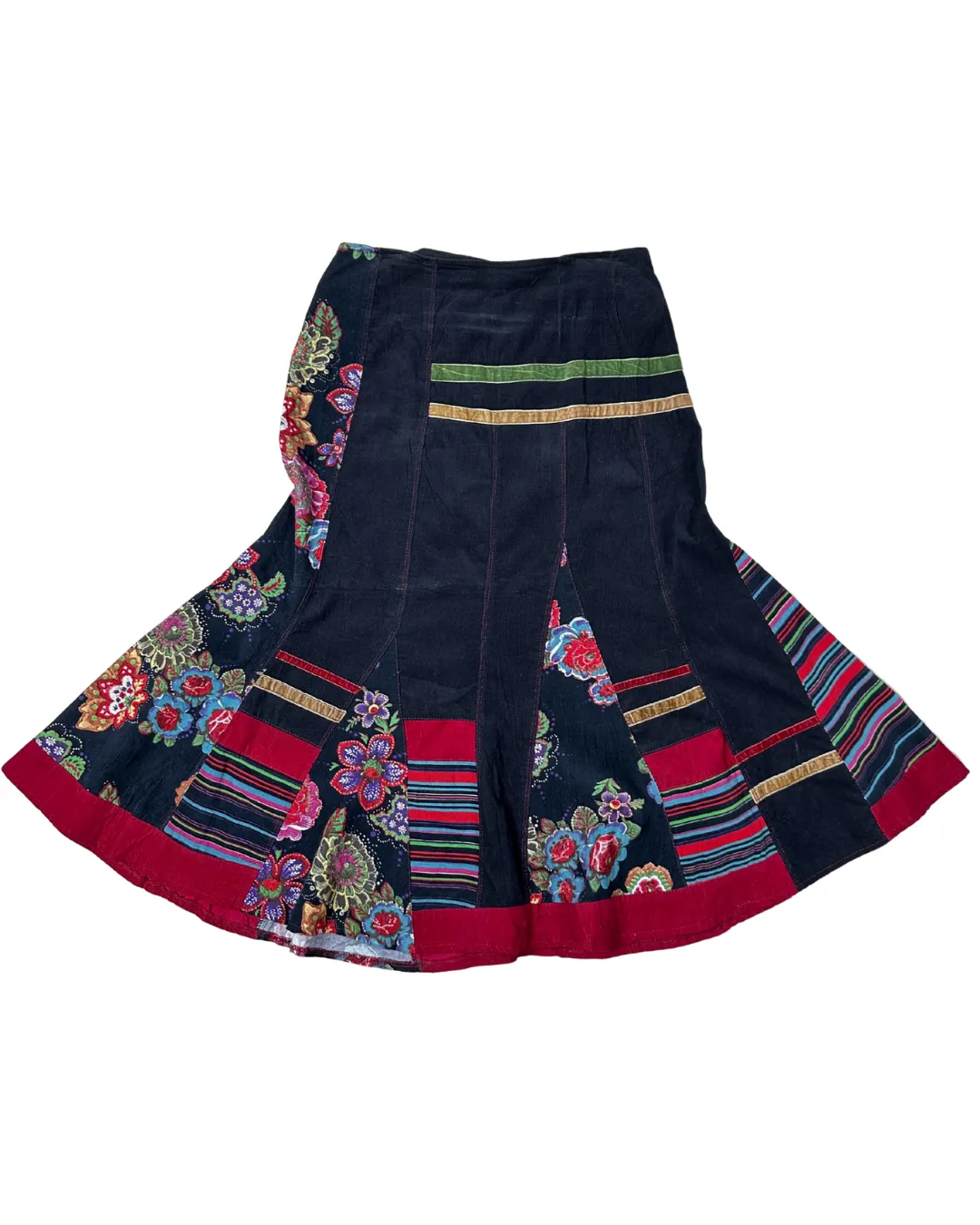 Vintage Femmes Je Vous Aime Bohemian Midi Skirt Medium