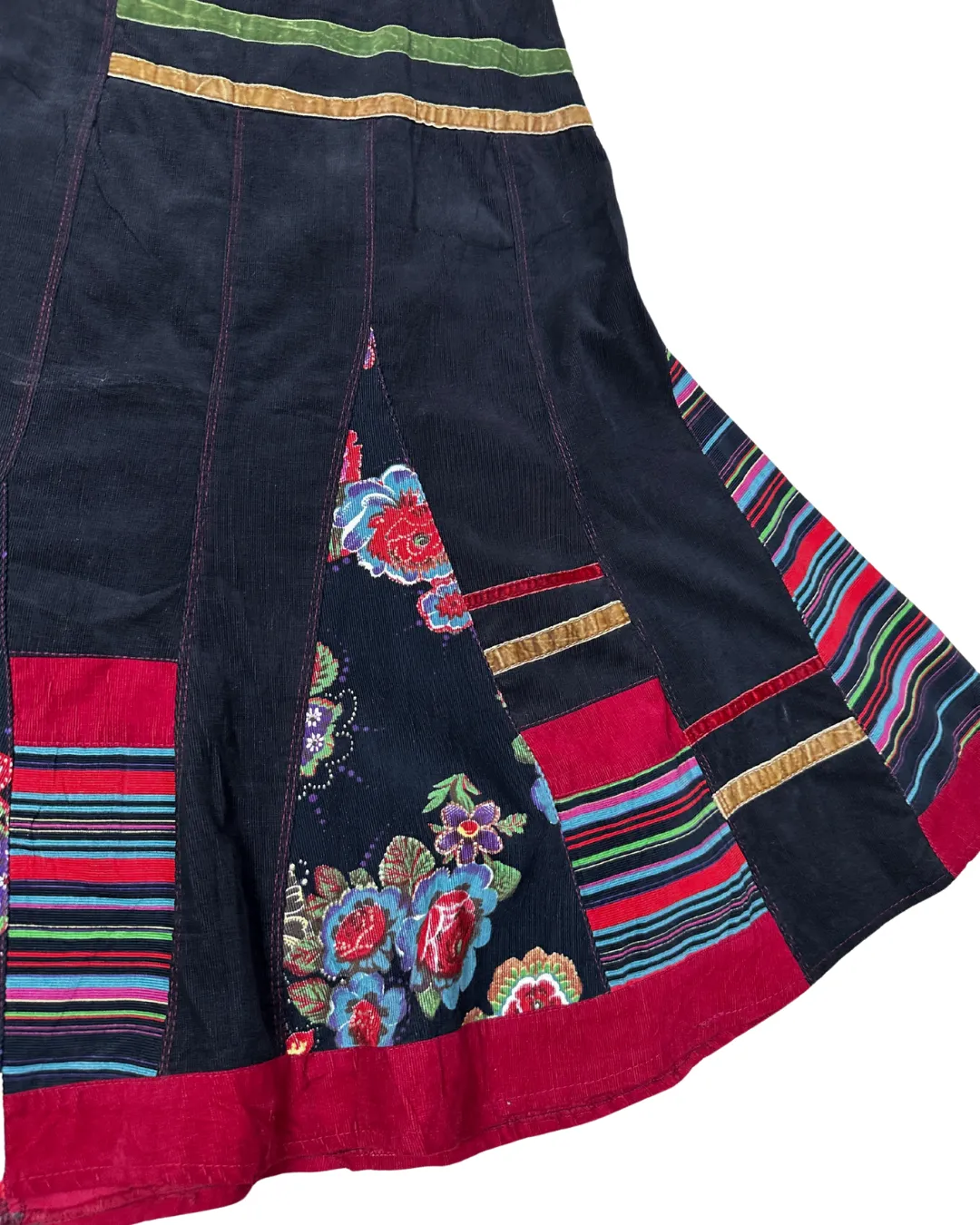 Vintage Femmes Je Vous Aime Bohemian Midi Skirt Medium