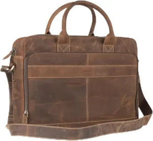 Vintage Leather Laptop Briefcase, 17 inches