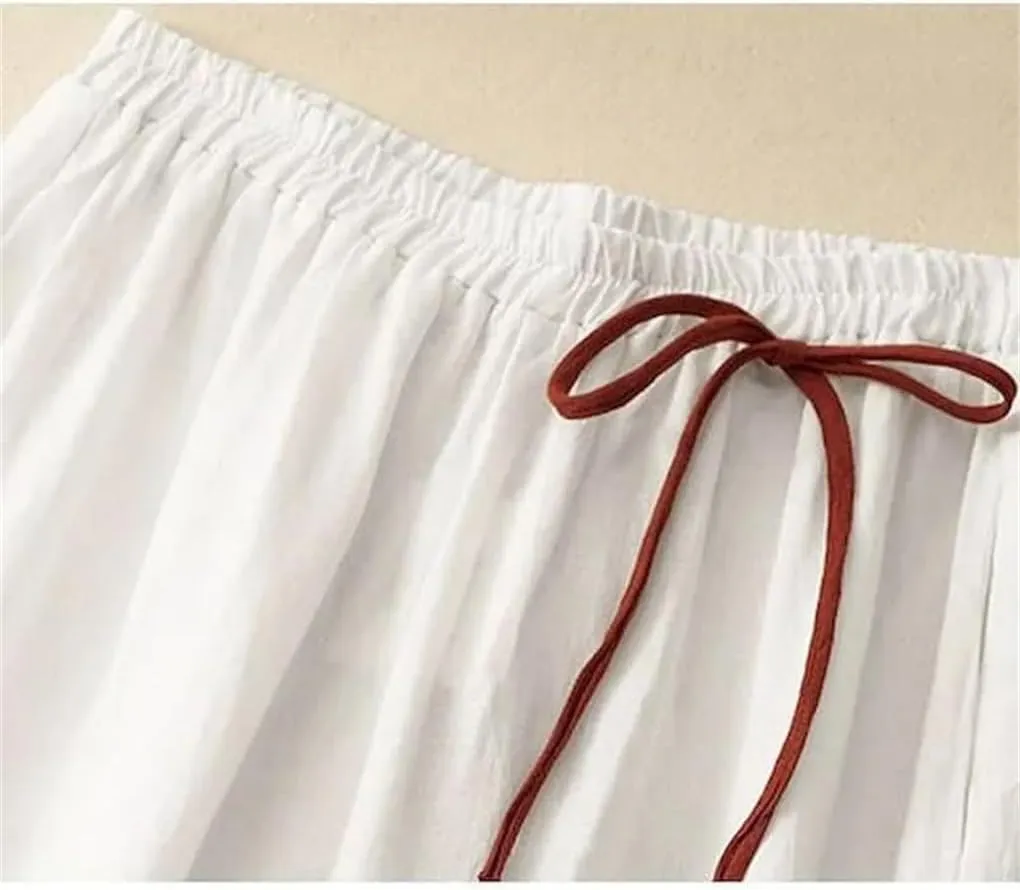 Vintage Straight Pants for Women Summer Elastic Waist Flowing Trousers Wide Leg Pants Casual