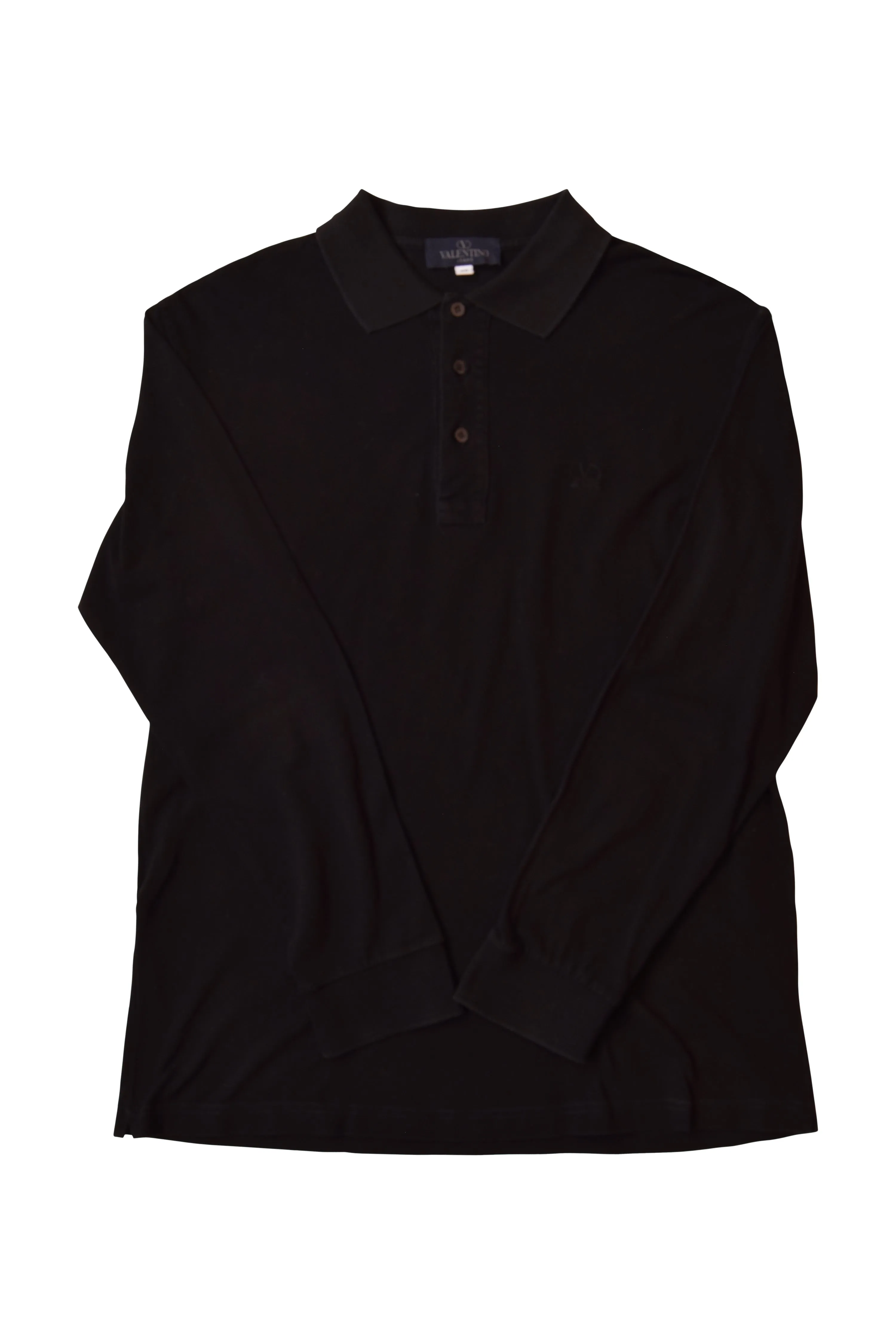 Vintage Valentino Jeans Polo Shirt Made in Italy Black 100% Cotton Size M-L