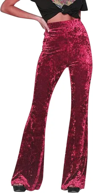 Women High Waist Gold Velvet Solid Color Casual Flared Wide Leg Pants Women's Trousers Womens Pant Romper Casual
