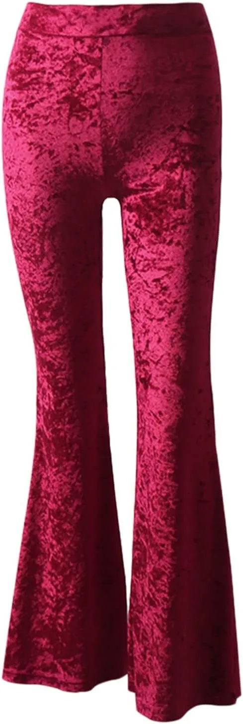 Women High Waist Gold Velvet Solid Color Casual Flared Wide Leg Pants Women's Trousers Womens Pant Romper Casual