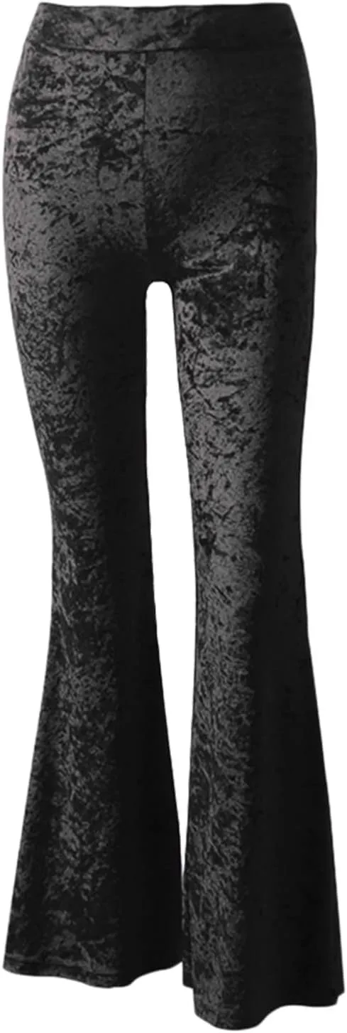 Women High Waist Gold Velvet Solid Color Casual Flared Wide Leg Pants Women's Trousers Womens Pant Romper Casual