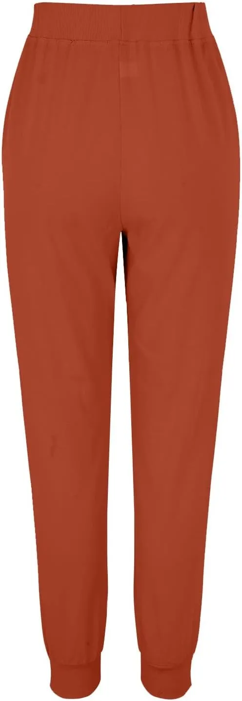 Women Tapered Linen Pants 2024 Summer Cotton Drawstring Elastic Waist Trousers Casual Baggy Comfy Solid Pants with Pockets
