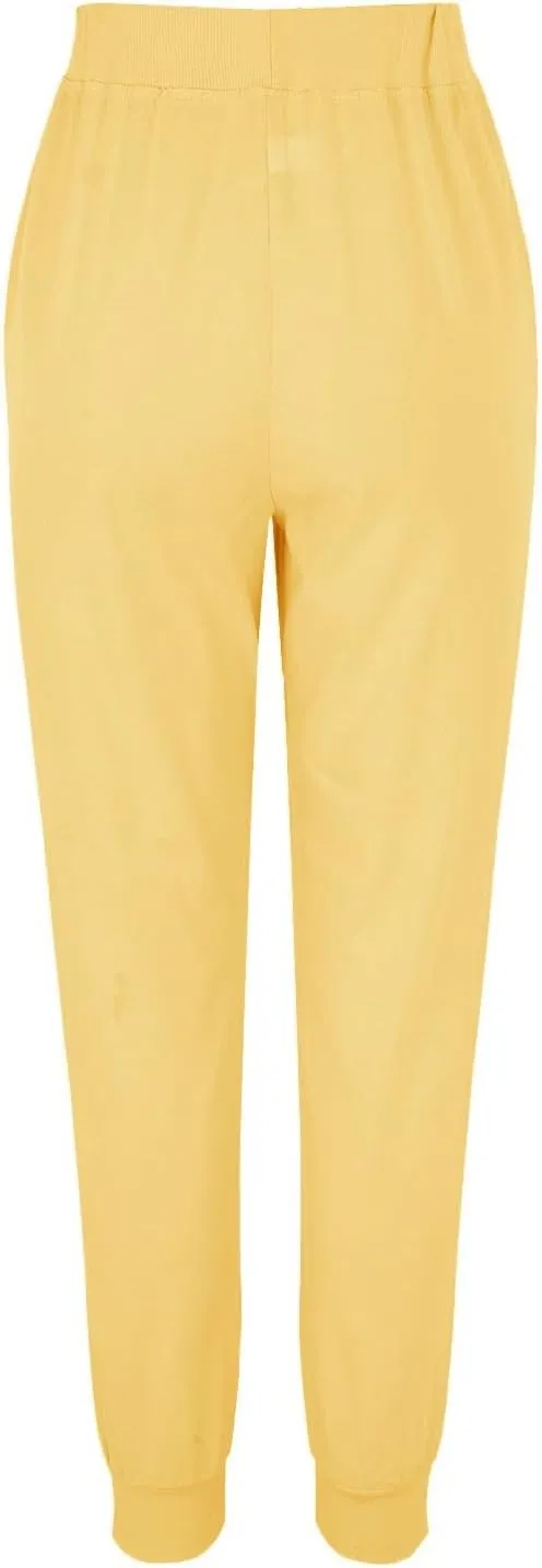 Women Tapered Linen Pants 2024 Summer Cotton Drawstring Elastic Waist Trousers Casual Baggy Comfy Solid Pants with Pockets