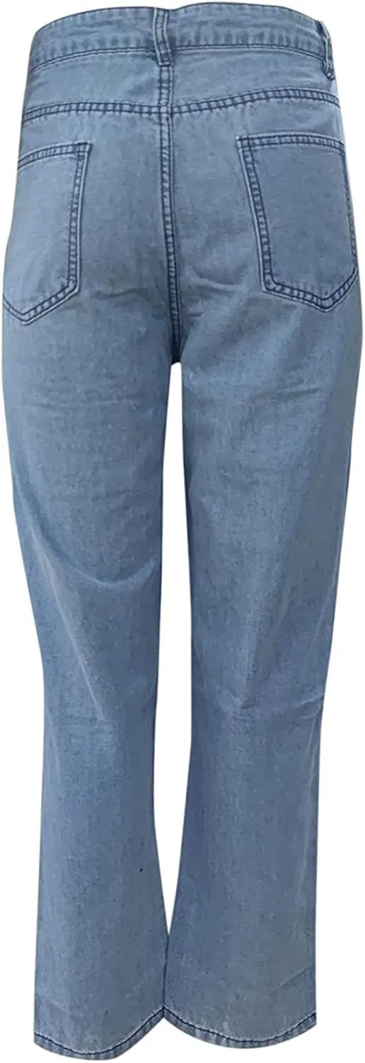 Women Wide Leg Jeans Baggy High Waist Denim Jeans Boyfriend Loose Vintage Straight Trousers Cargo Pants Streetwear