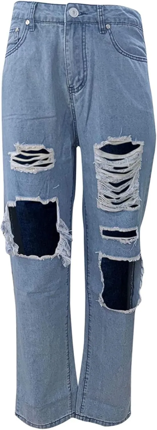 Women Wide Leg Jeans Baggy High Waist Denim Jeans Boyfriend Loose Vintage Straight Trousers Cargo Pants Streetwear