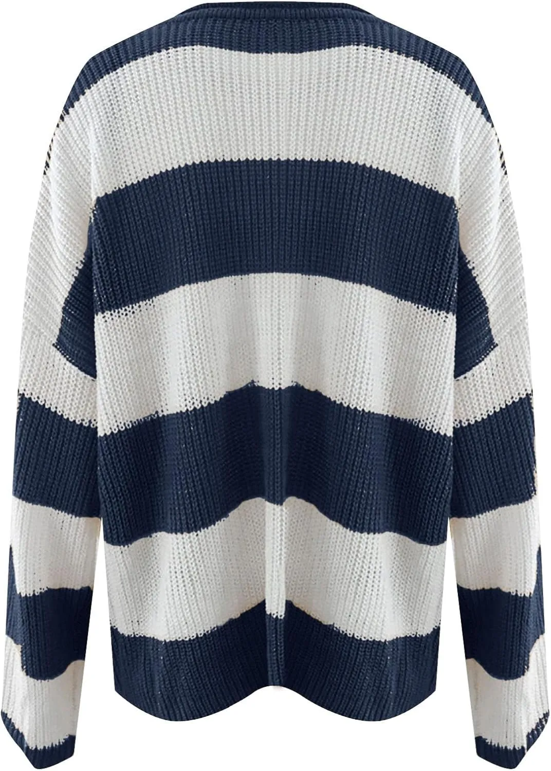 Women's 2024 Fall Long Sleeve Crew Neck Striped Color Block Comfy Loose Oversized Knitted Pullover Sweater